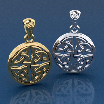 Celtic Trinity Quaternary Knot Solid Gold Pendant GPD4637