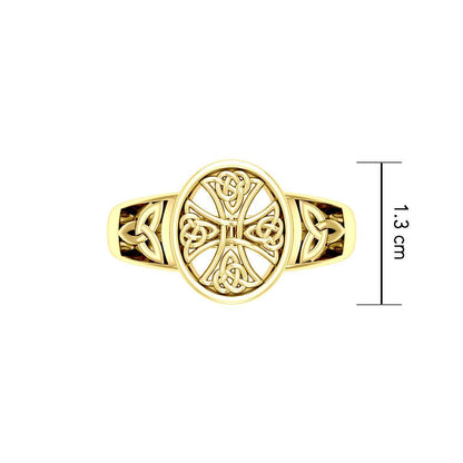 Celtic Cross 14 K Solid Gold Ring GRI2292