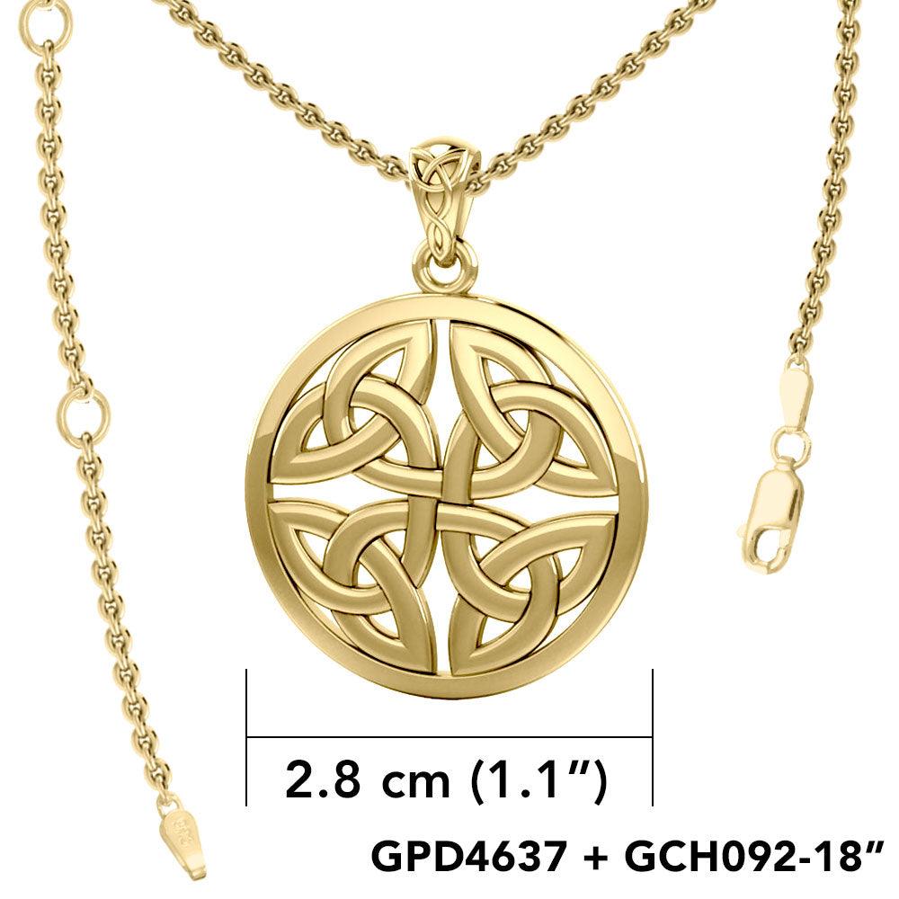 Celtic Trinity Quaternary Knot Solid Gold Pendant GPD4637