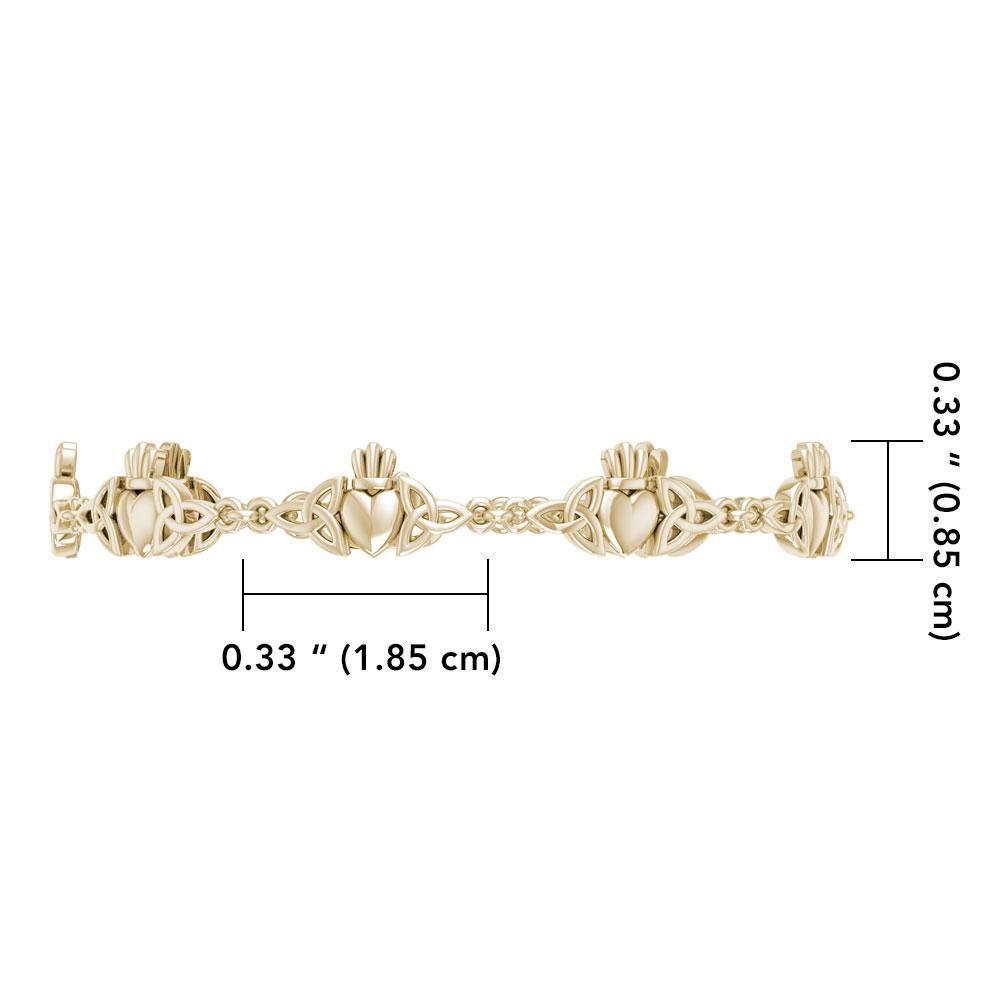 Celtic Trinity Claddagh Solid Gold Link Bracelet GTBG368