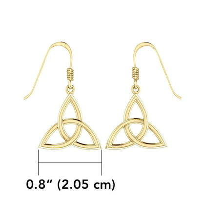 Endless Connection in Celtic Triquetra ~ Solid Gold Jewelry Dangling Earrings GTE128