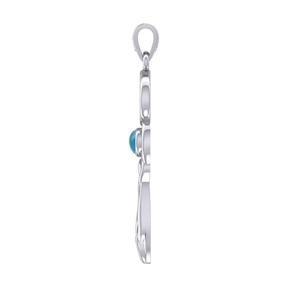 Celtic Goddess Sagittarius Astrology Zodiac Sign Silver and Gold Accents Pendant with Turquoise MPD5943