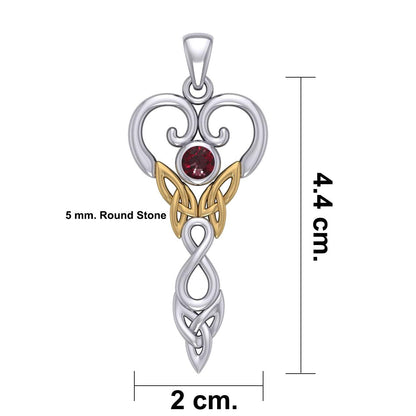 Celtic Infinity Goddess with Birthstone Silver and Gold Accents Pendant MPD5960