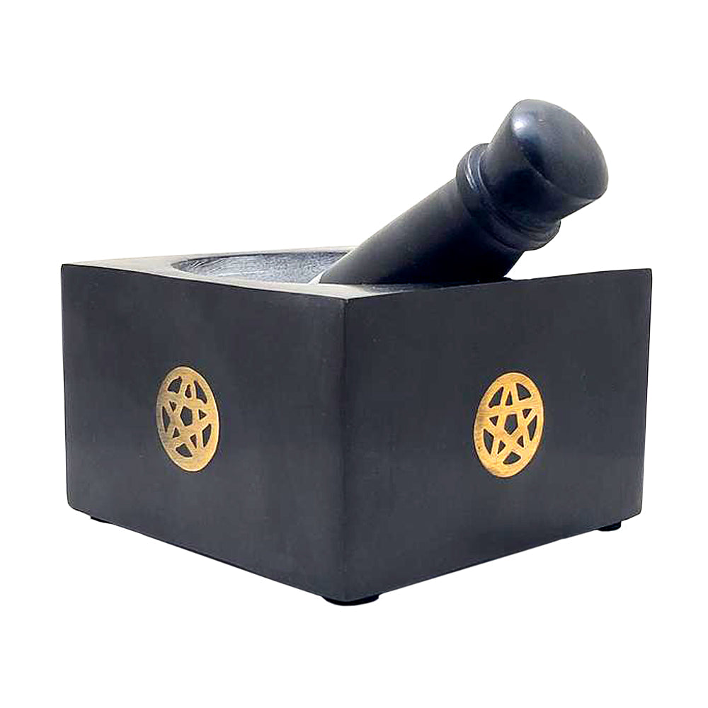Pentacle Inlaid Mortar & Pestle