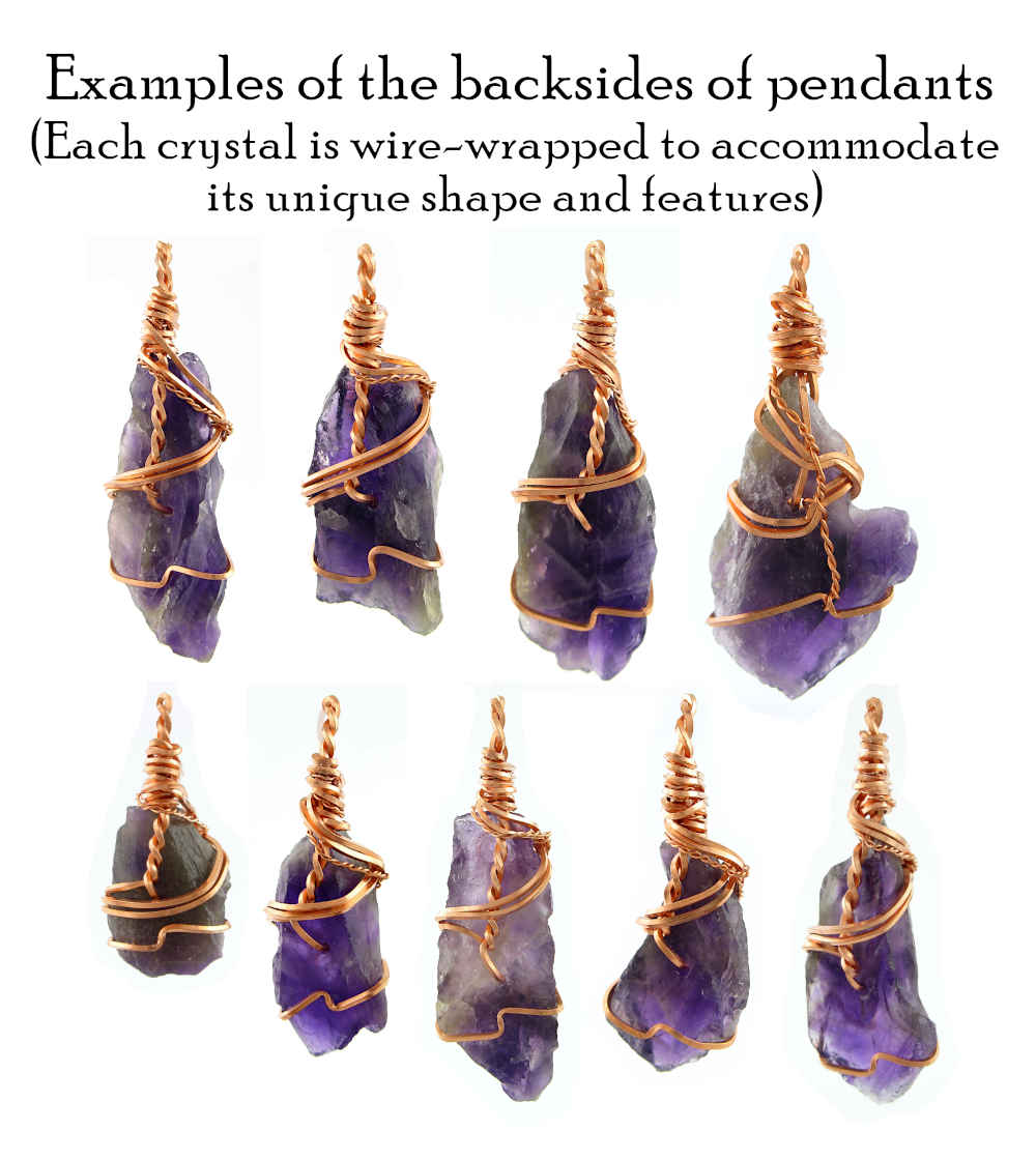 Raw Amethyst Crystal Point Pendant – Handmade Copper Wire Wrapped Necklace for Healing & Protection