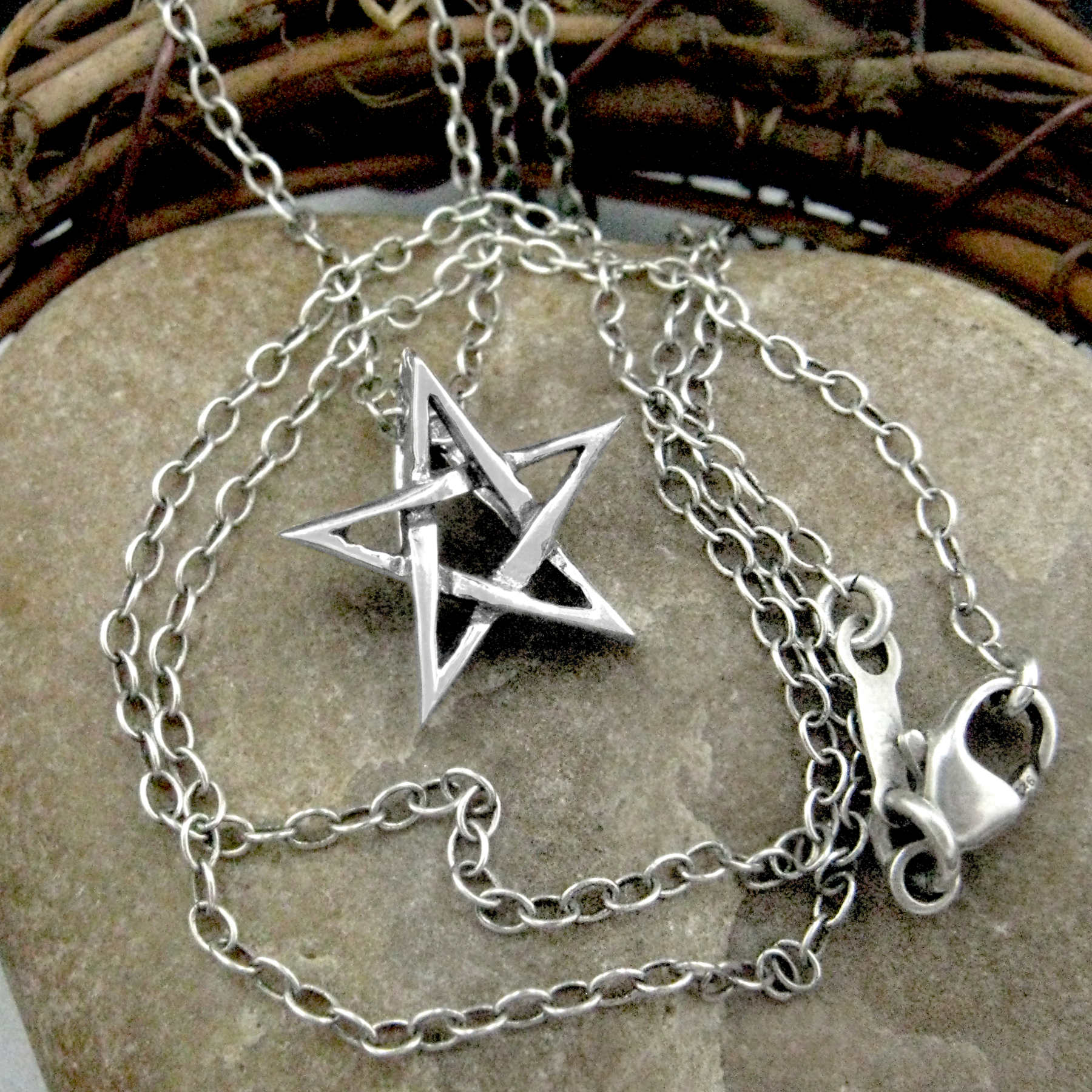 Tiny Pentagram Pendant Handmade - 925 Sterling Silver