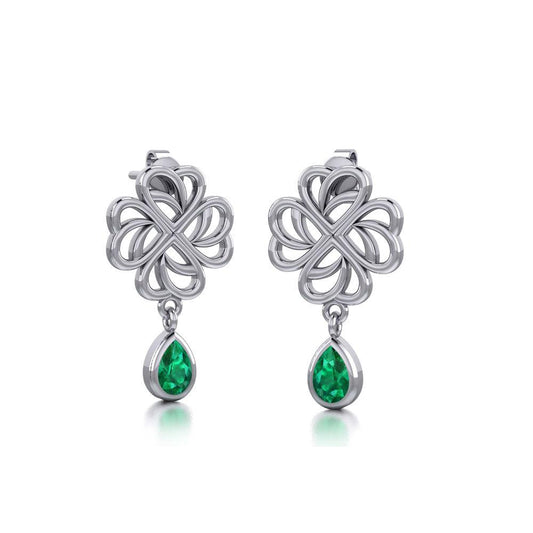 Lucky Four Leaf Clover Shamrock Sterling Silver Post Earrings TER1733