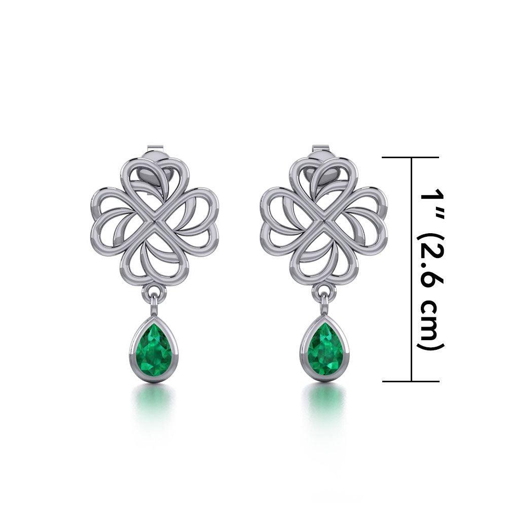 Lucky Four Leaf Clover Shamrock Sterling Silver Post Earrings TER1733