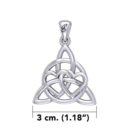 Enchantment Double Hearts Connected with Magic Celtic Triquetra Sterling Silver Pendant - TPD6194 by Peter Stone