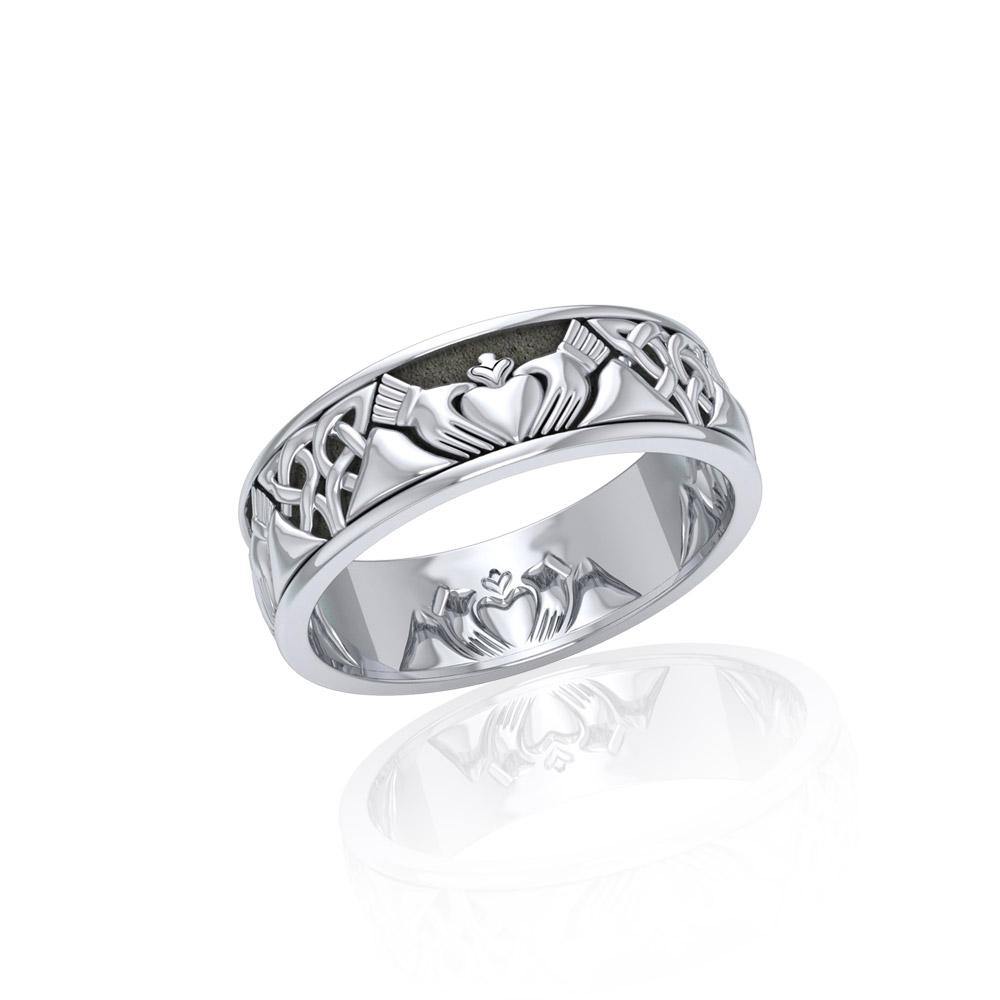 A love to last a lifetime Celtic Knotwork Claddagh Sterling Silver Ring TR3355