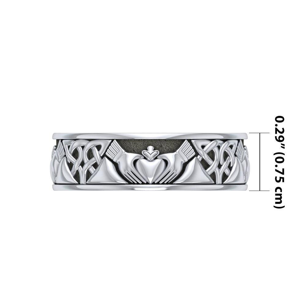 A love to last a lifetime Celtic Knotwork Claddagh Sterling Silver Ring TR3355