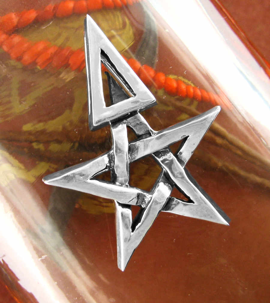 Chunky Third Degree Wiccan Pentagram Pendant, Handmade