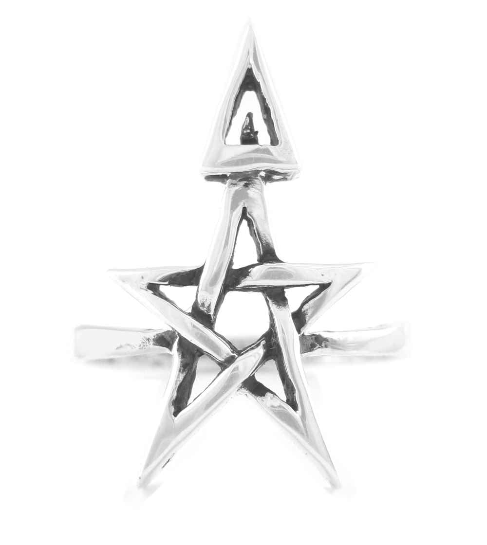 Wiccan Third Degree Pentagram Ring, Handmade - 925 Sterling Silver