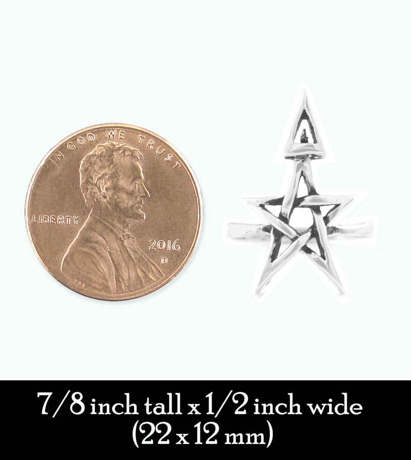 Wiccan Third Degree Pentagram Ring, Handmade - 925 Sterling Silver