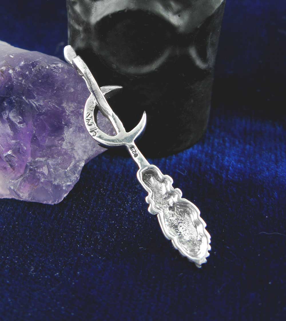 Broomstick with Crescent Moon Pendant, Handmade - 925 Sterling Silver