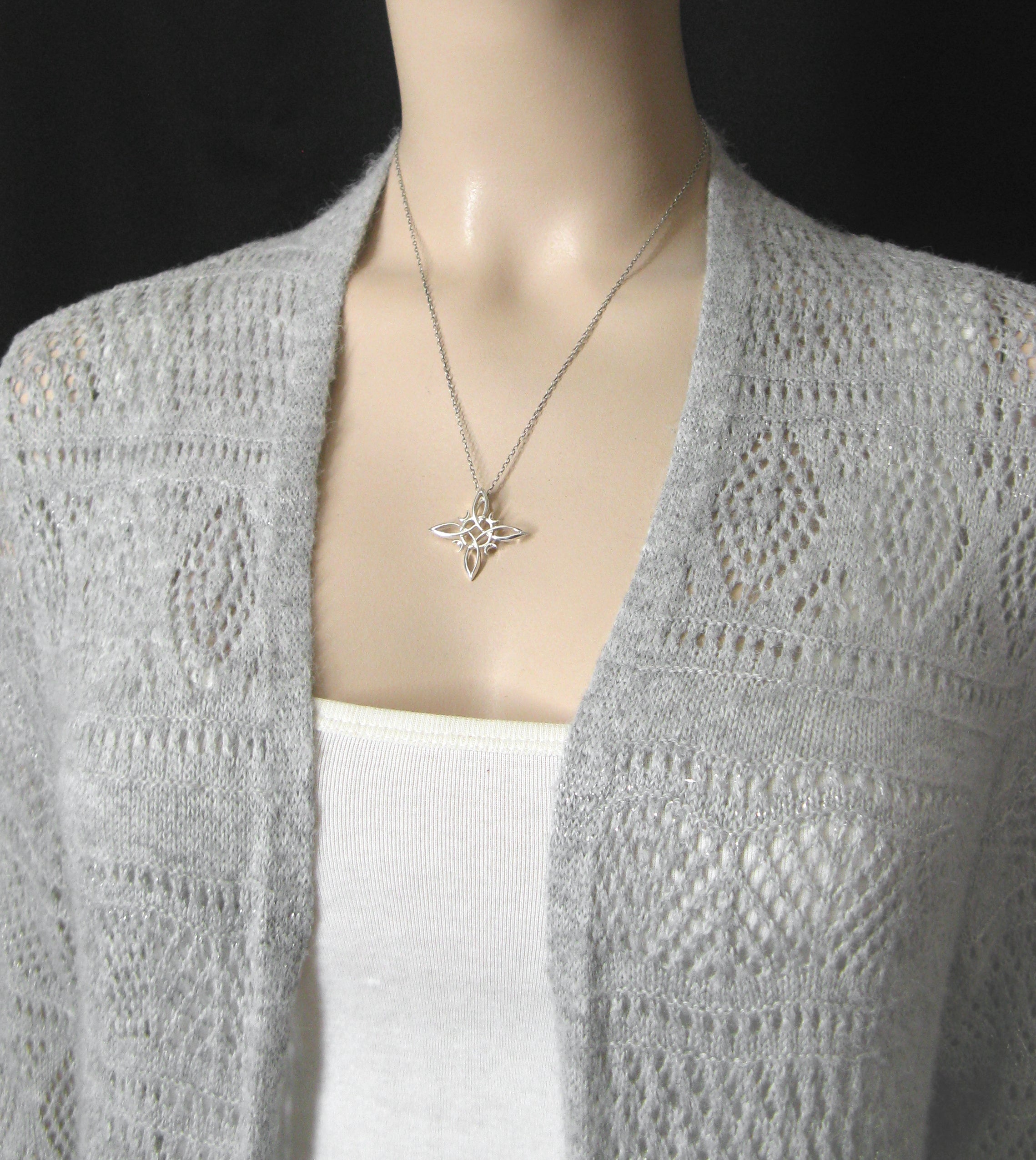 Witch's Knot with 4 Crescent Moons Pendant, Handmade