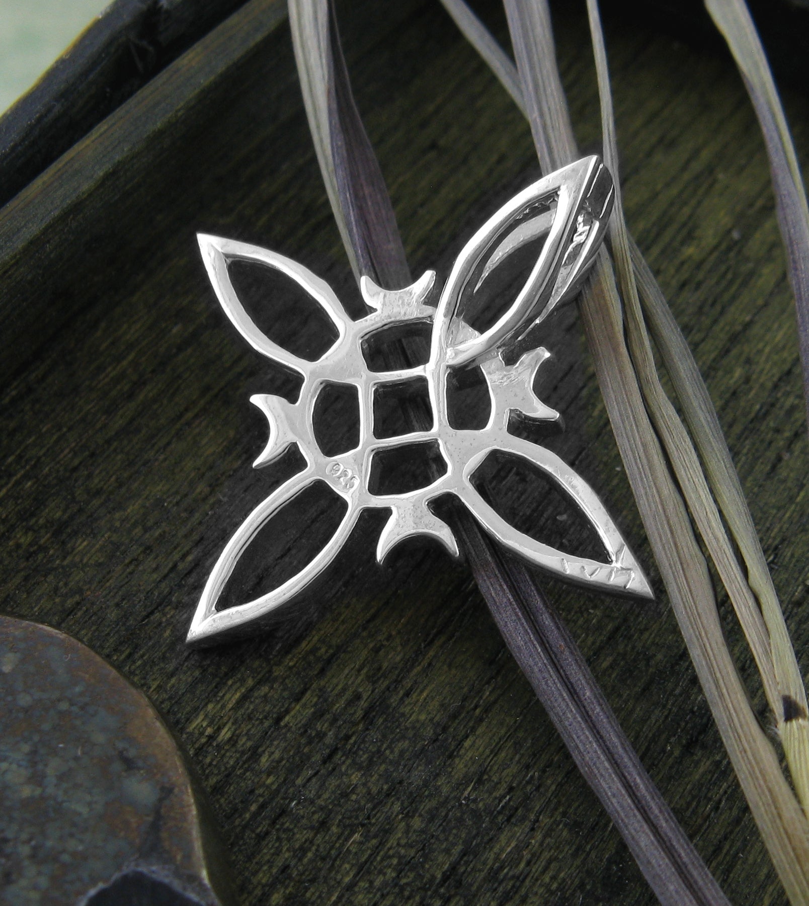 Witch's Knot with 4 Crescent Moons Pendant, Handmade