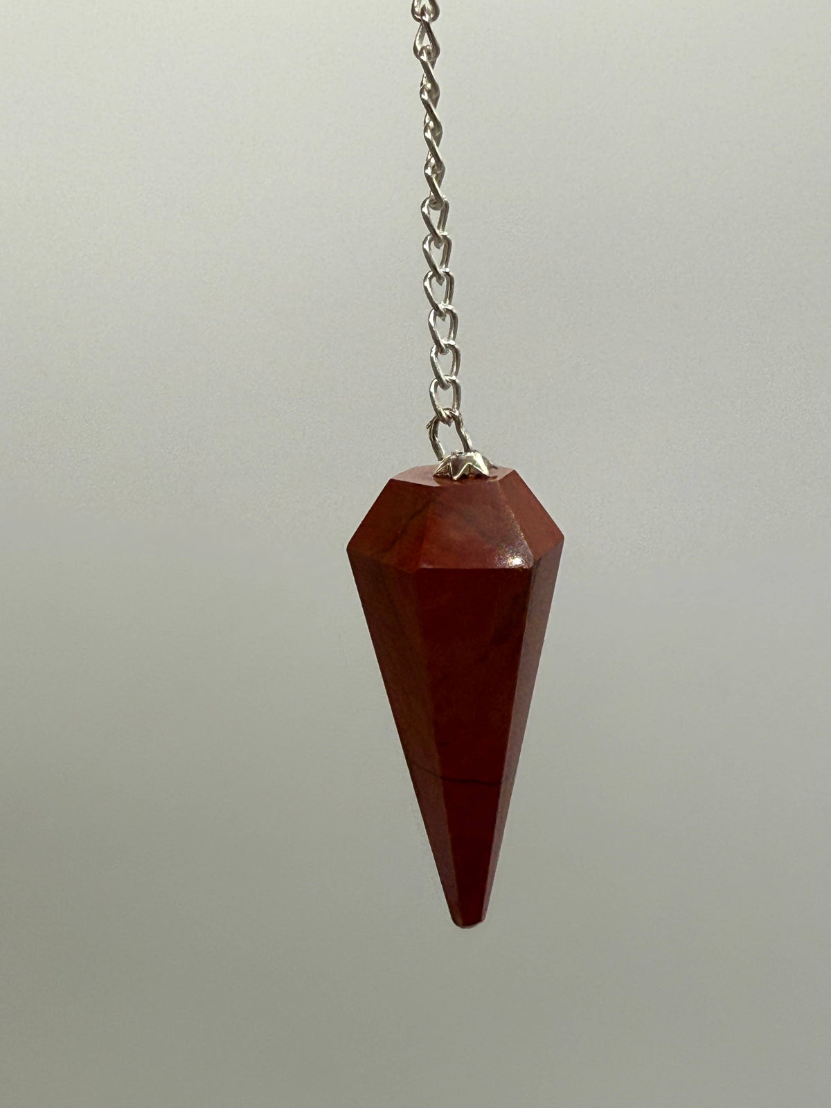 Red Jasper Gemstone Pendulum w/Silver Plated Chain