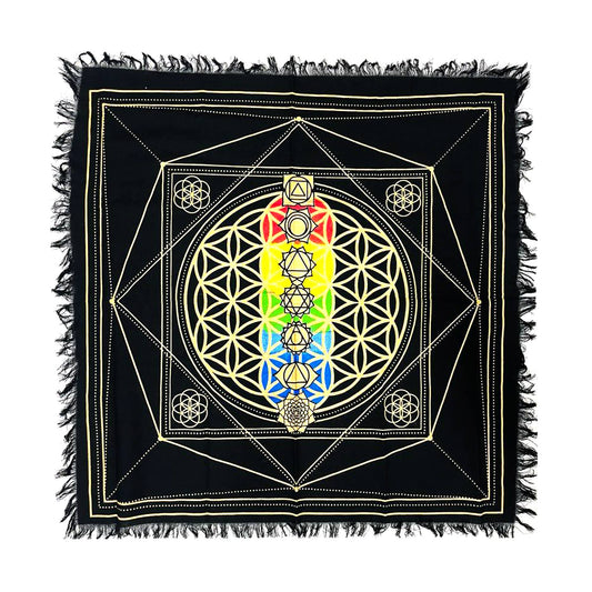 Chakra Flower of Life Altar Cloth (18 x 18 in.)