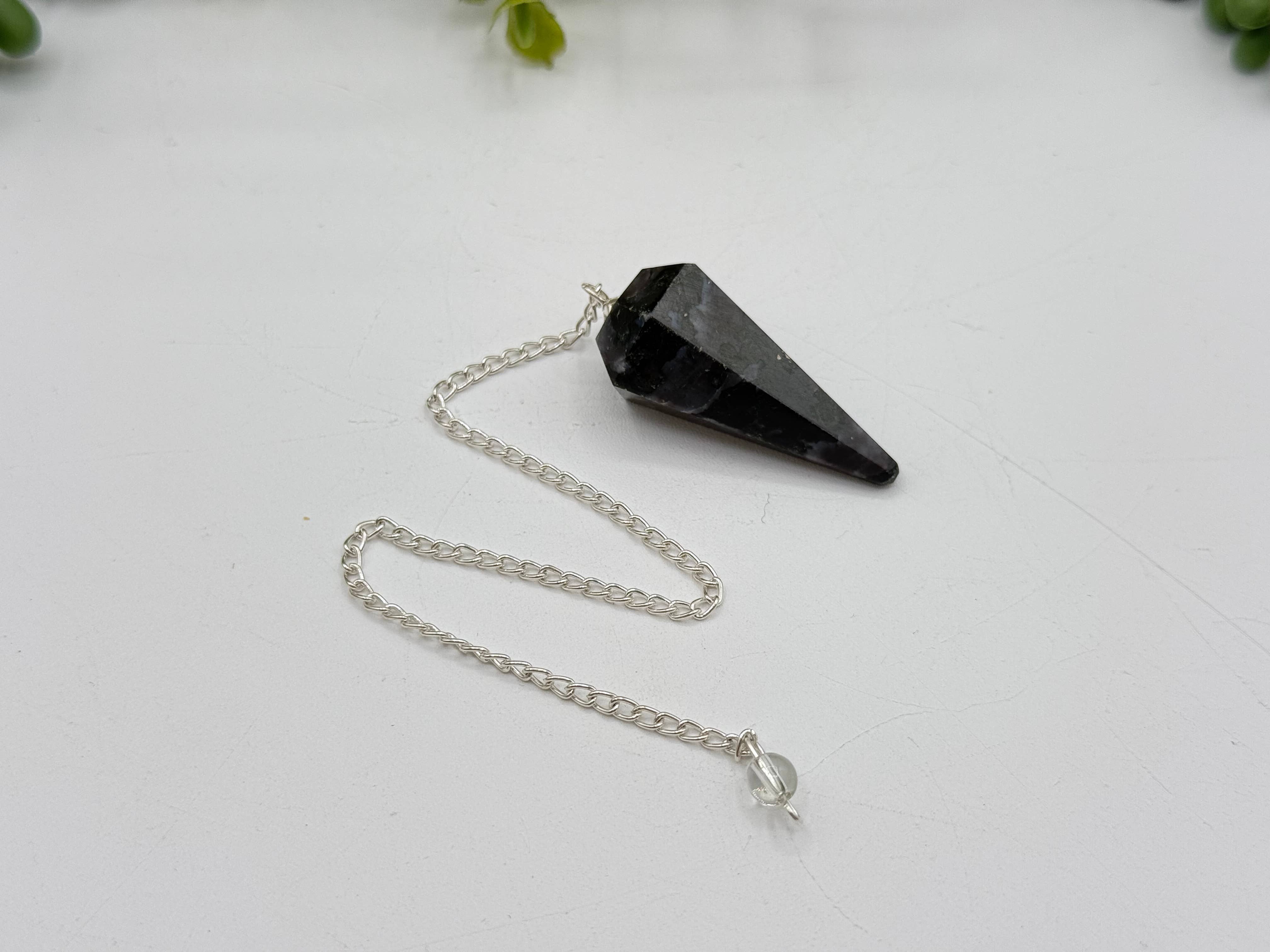 Indigo Gabbro Pendulum w/Silver Plated Chain