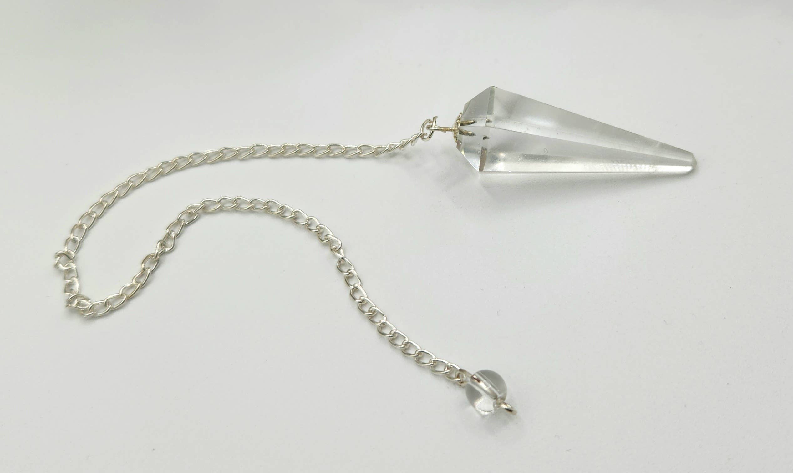 Clear Quartz Pendulum w/Silver Plated Chain