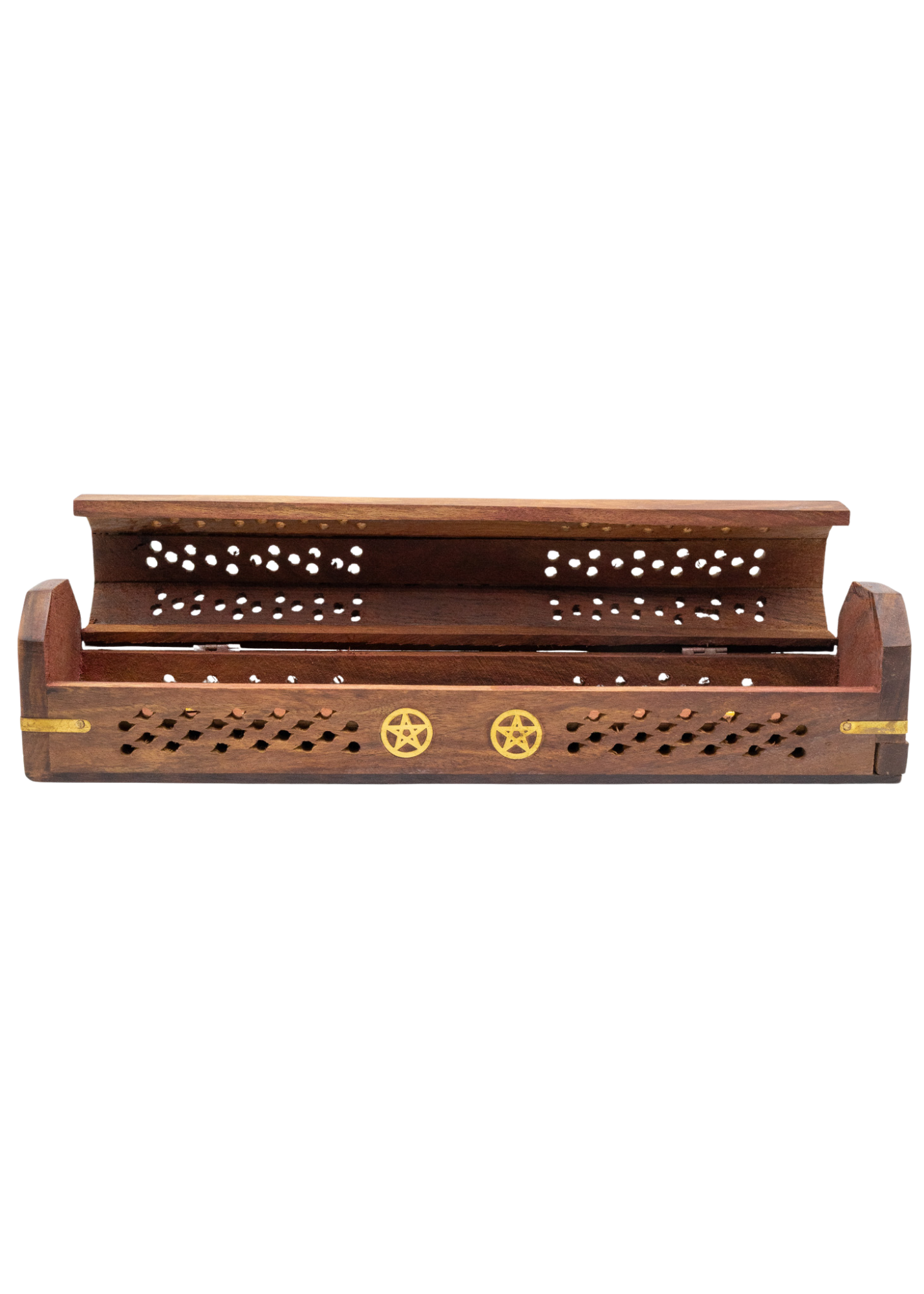 Pentacle Brass Inlay Coffin Incense Burner