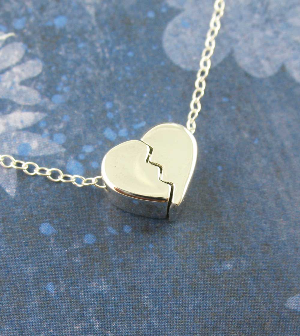 Heal a Broken Heart Pendant Necklace with Hidden Heart, Engravable