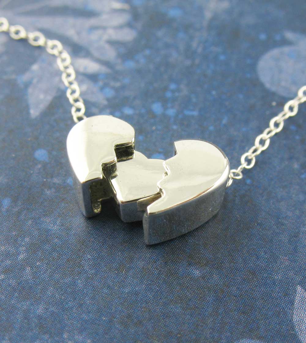 Heal a Broken Heart Pendant Necklace with Hidden Heart, Engravable