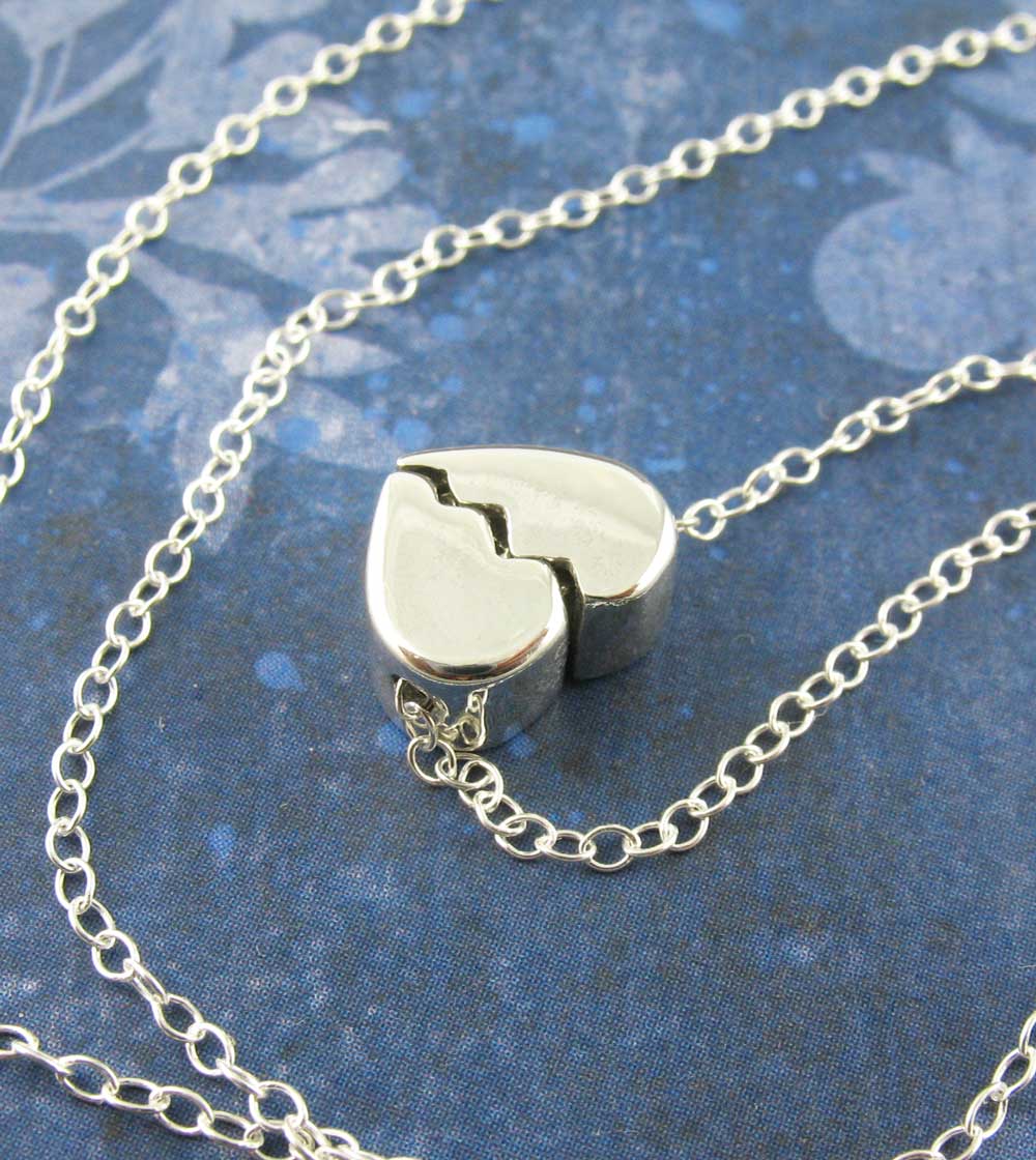 Heal a Broken Heart Pendant Necklace with Hidden Heart, Engravable