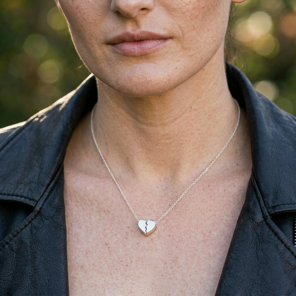 Heal a Broken Heart Pendant Necklace with Hidden Heart, Engravable