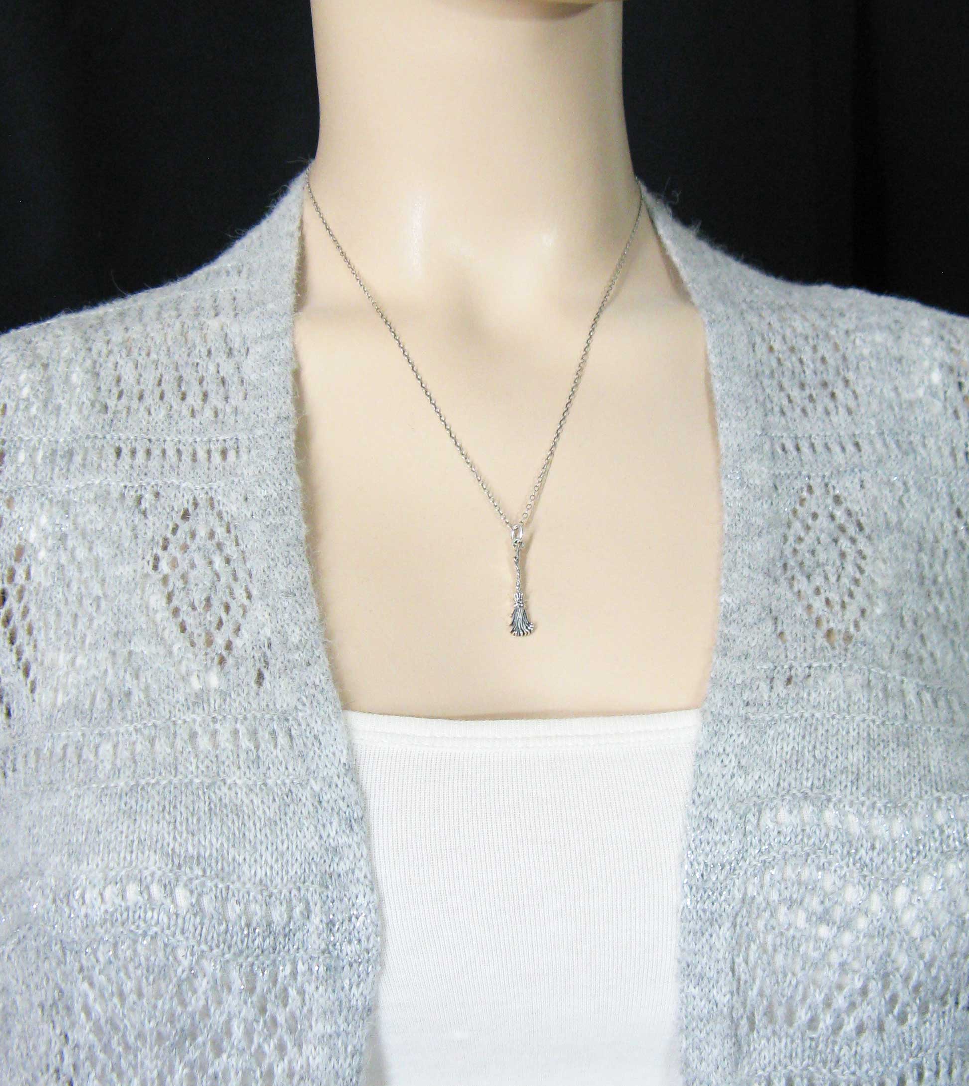 Besom or Broomstick Charm, Handmade - 925 Sterling Silver
