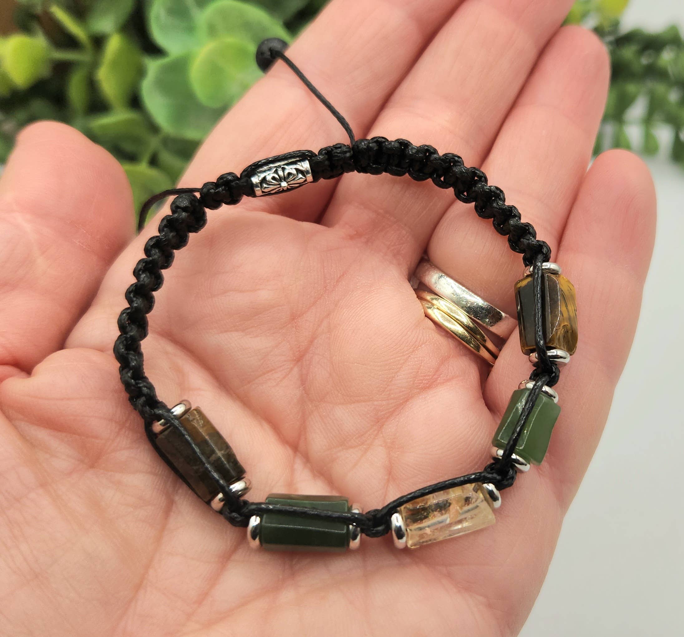 ABUNDANCE-Unisex/Men's Adjustable Gemstone Bracelet 8"-9.5"L