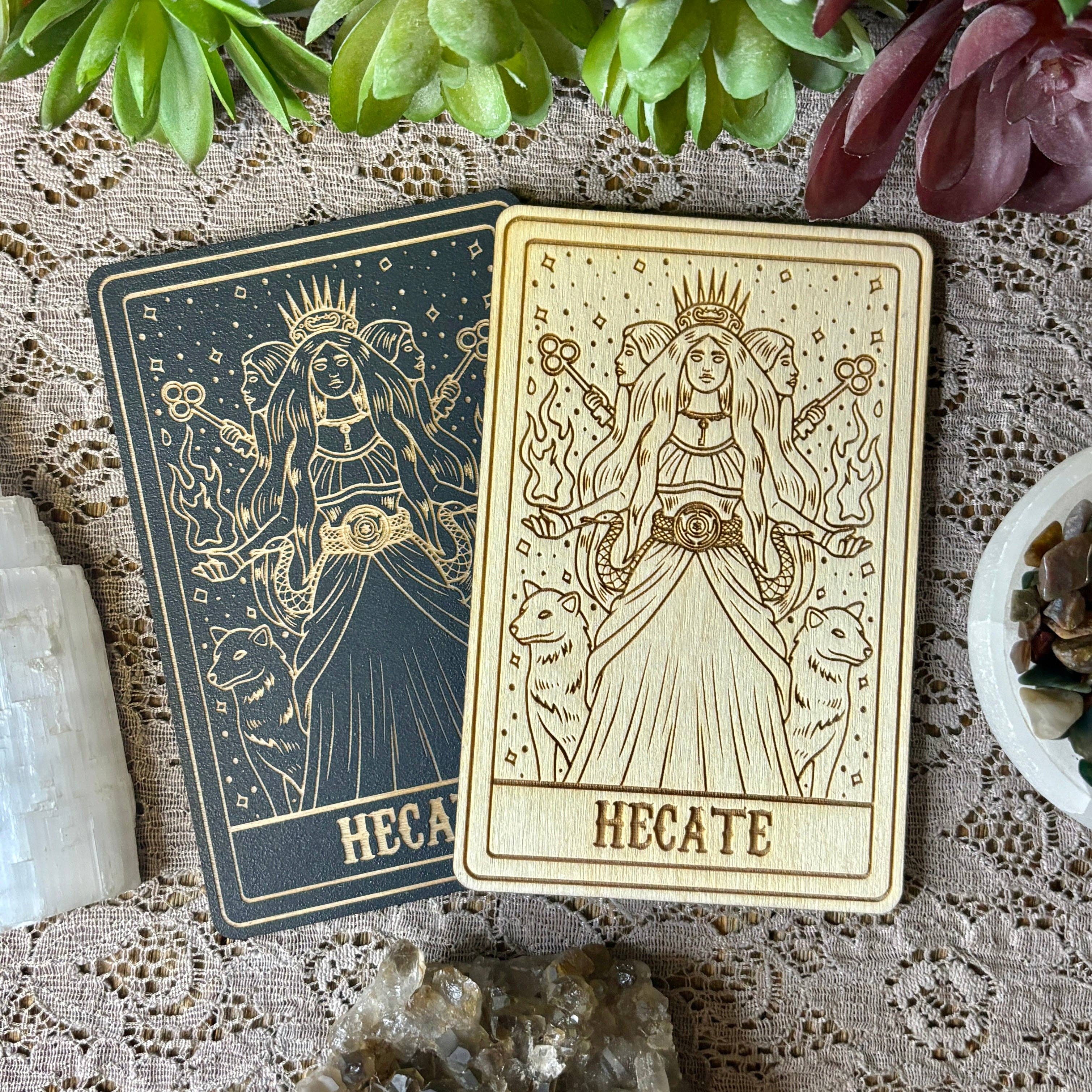 Hecate Deity Card: 5" Tall Card / Painted Black