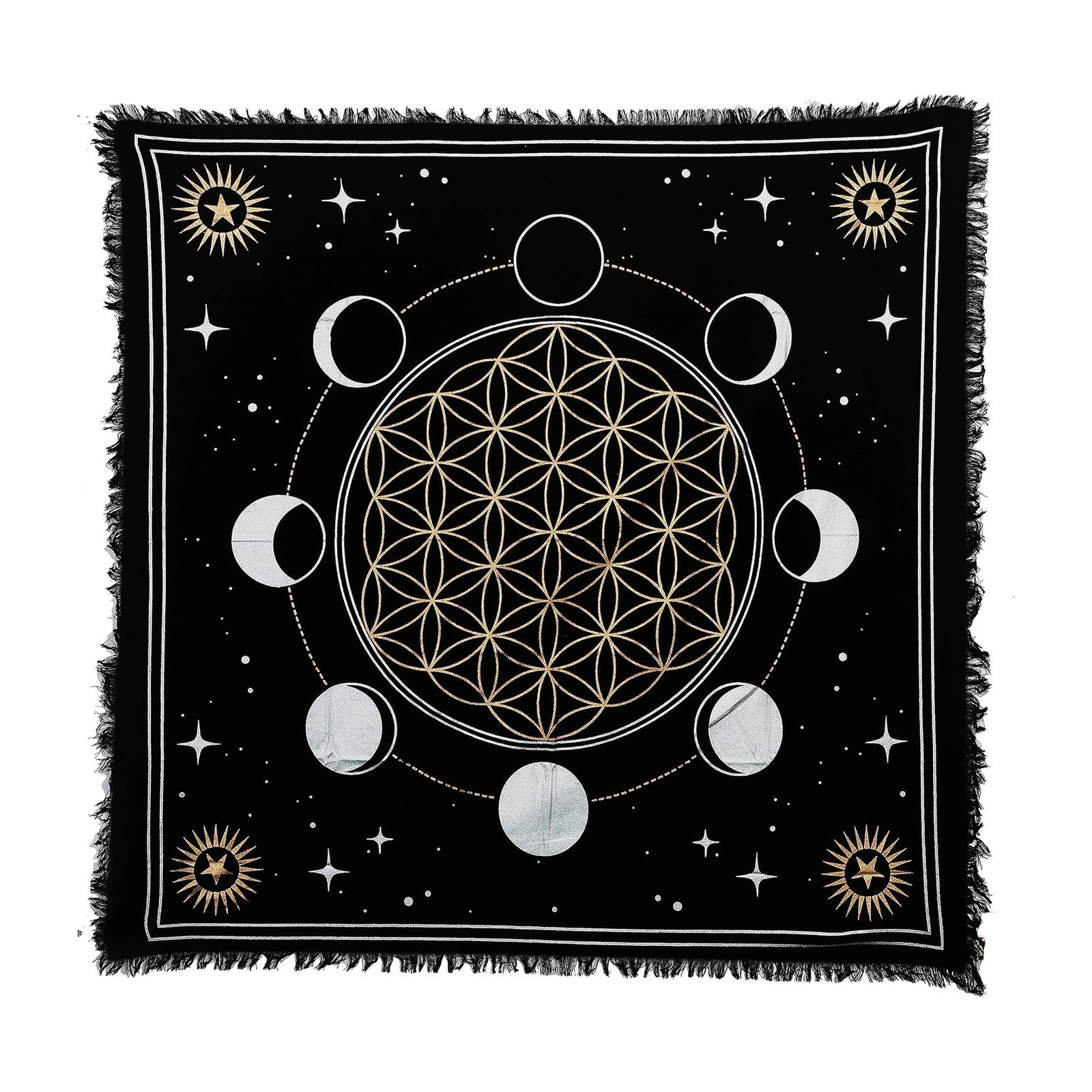 Altar Cloth - Moon Phase Gold (18 x 18 in.)