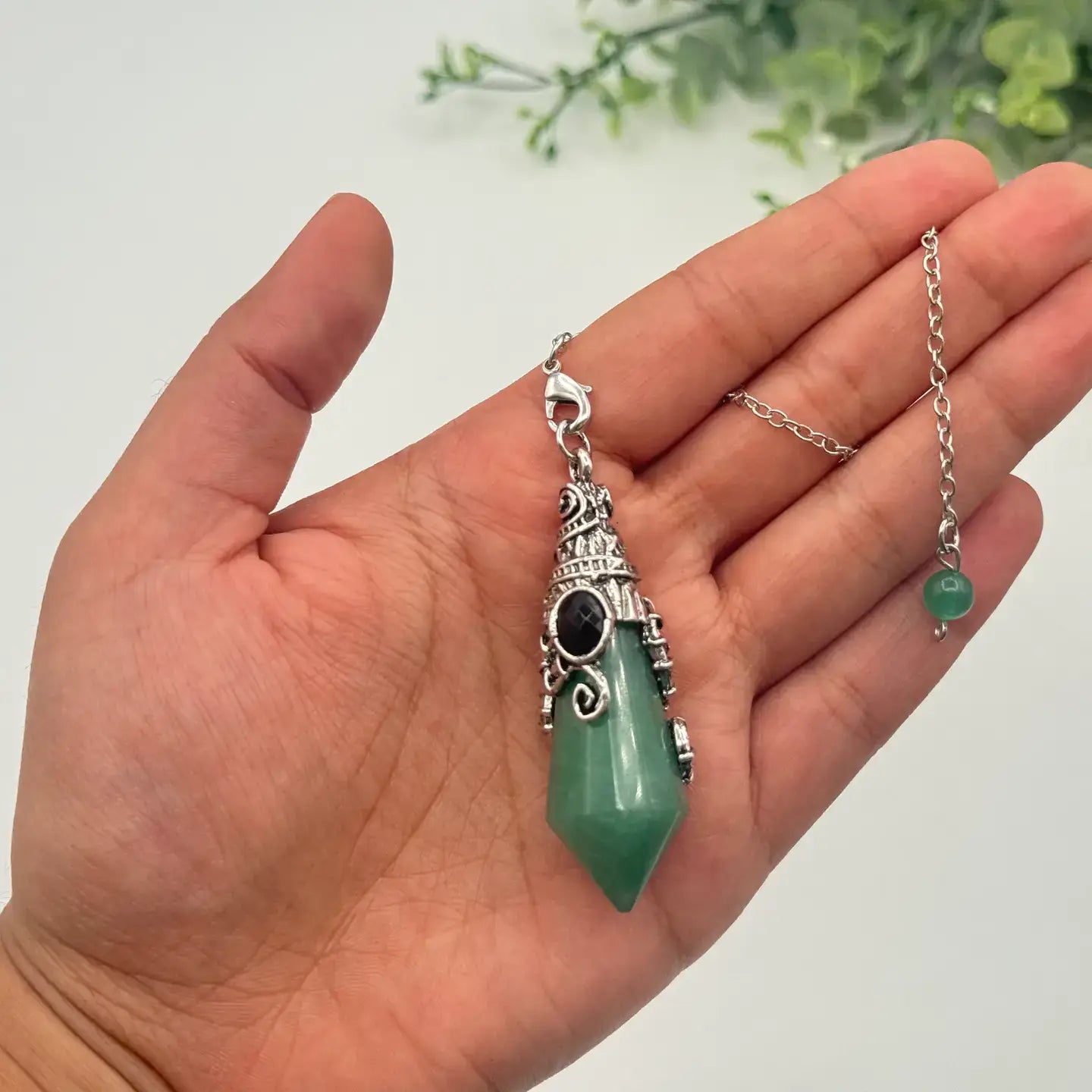 Gemstone Pendulum  12 Faceted Antique Silver Color : Amethyst