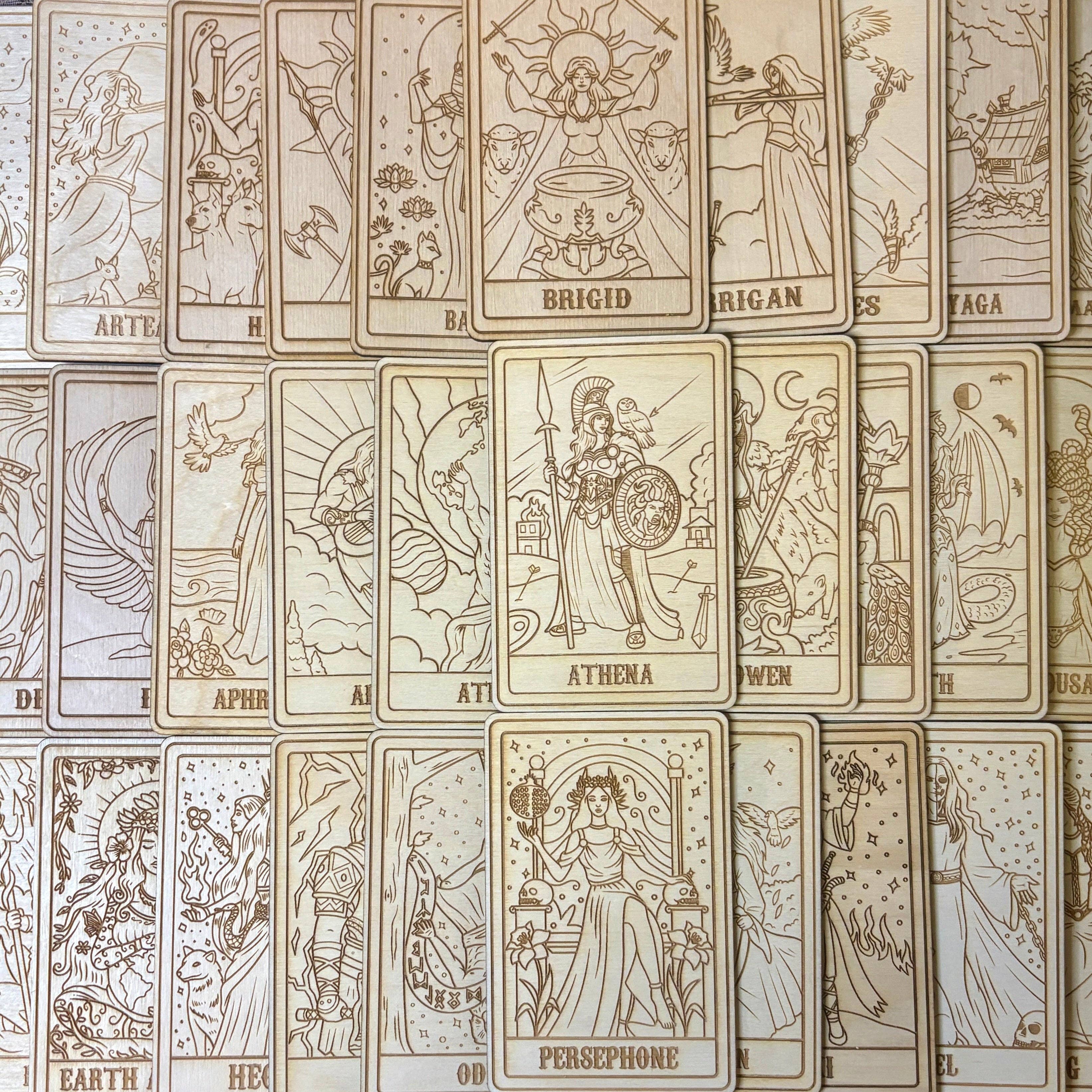 The Green Man Deity Card | Altar Decor | Wall Art | : 5" Tall Card / Natural Woodgrain