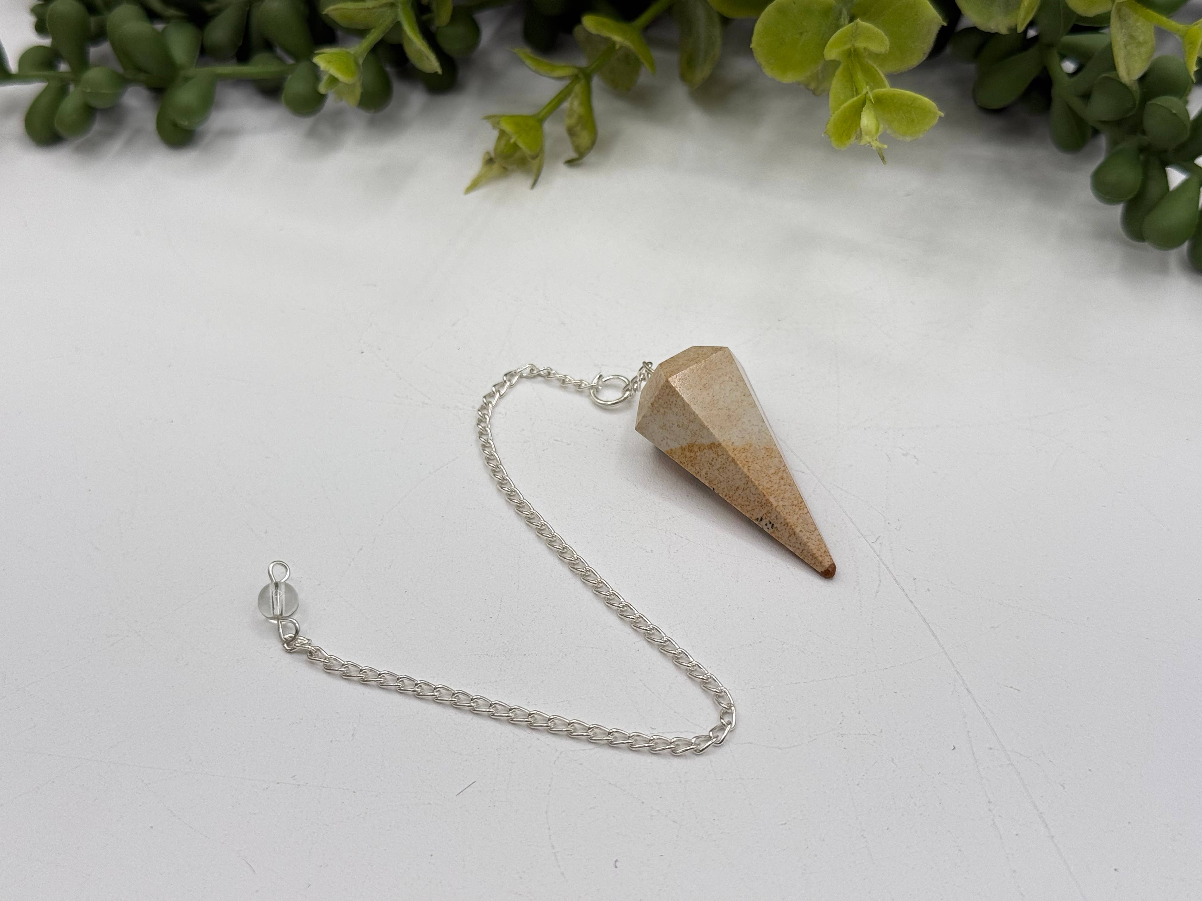 Picture Jasper Pendulum w/Silver Plated Chain