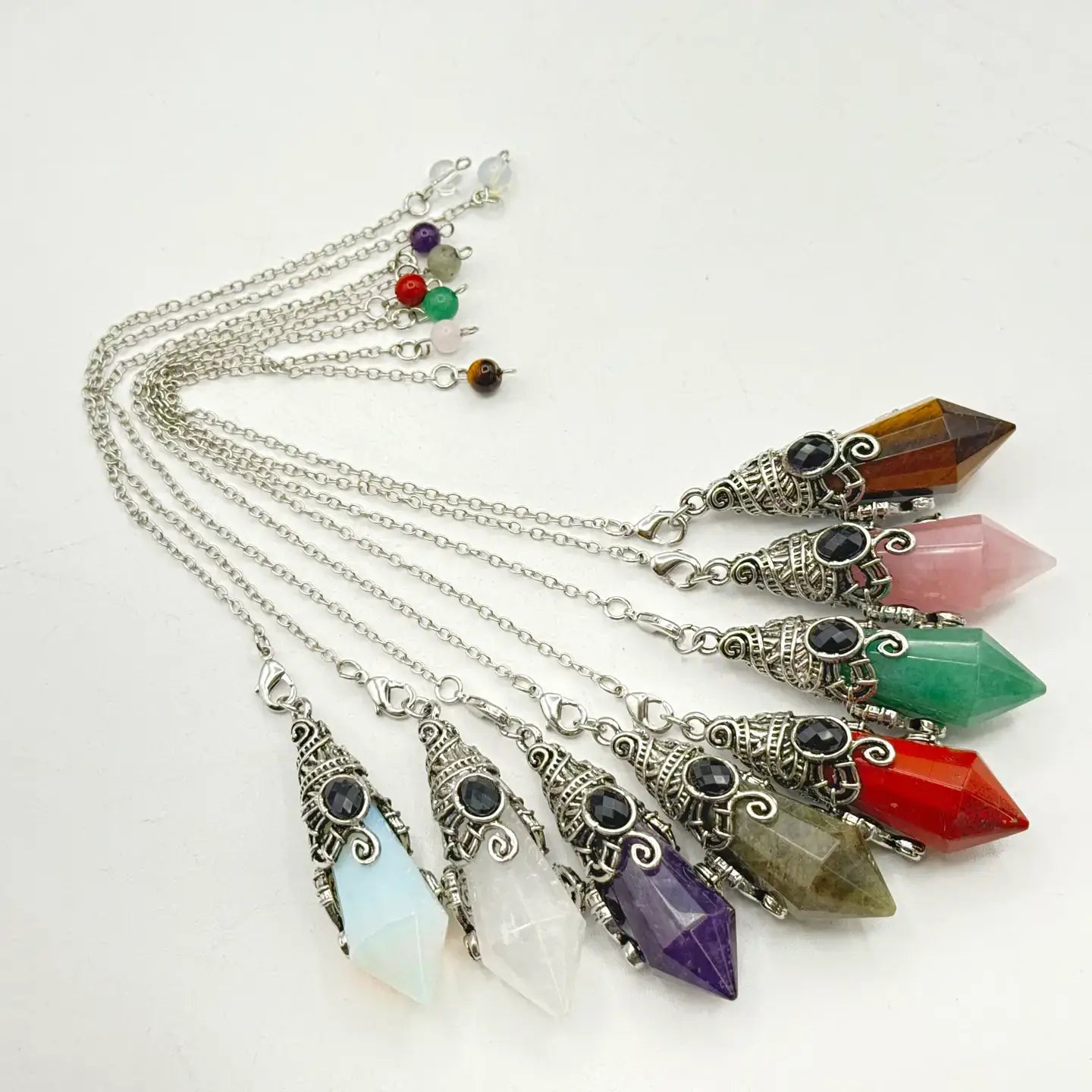 Gemstone Pendulum  12 Faceted Antique Silver Color : Crystal Quartz