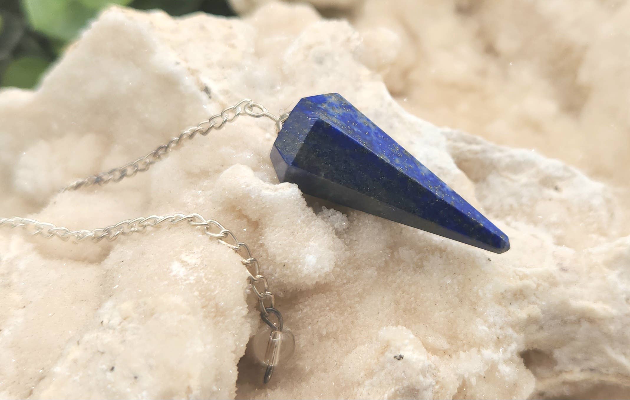 Lapis Lazulli Pendulum with Silver Color Chain