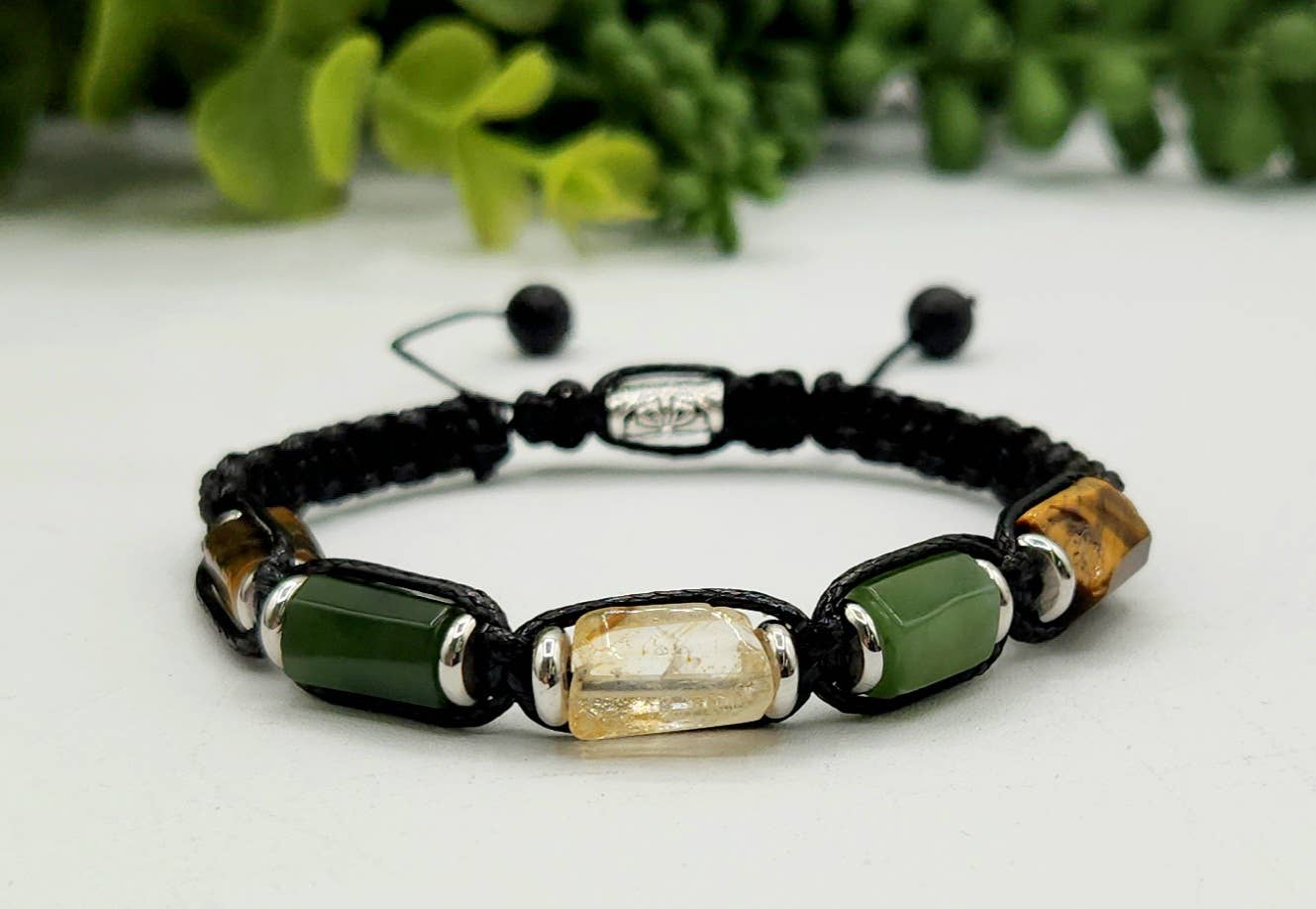ABUNDANCE-Unisex/Men's Adjustable Gemstone Bracelet 8"-9.5"L