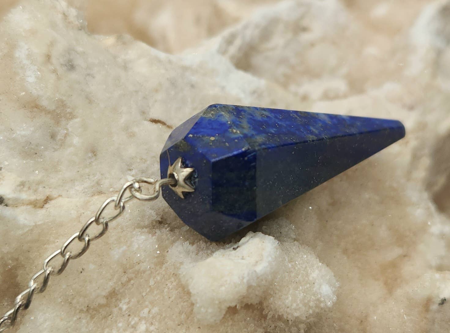 Lapis Lazulli Pendulum with Silver Color Chain