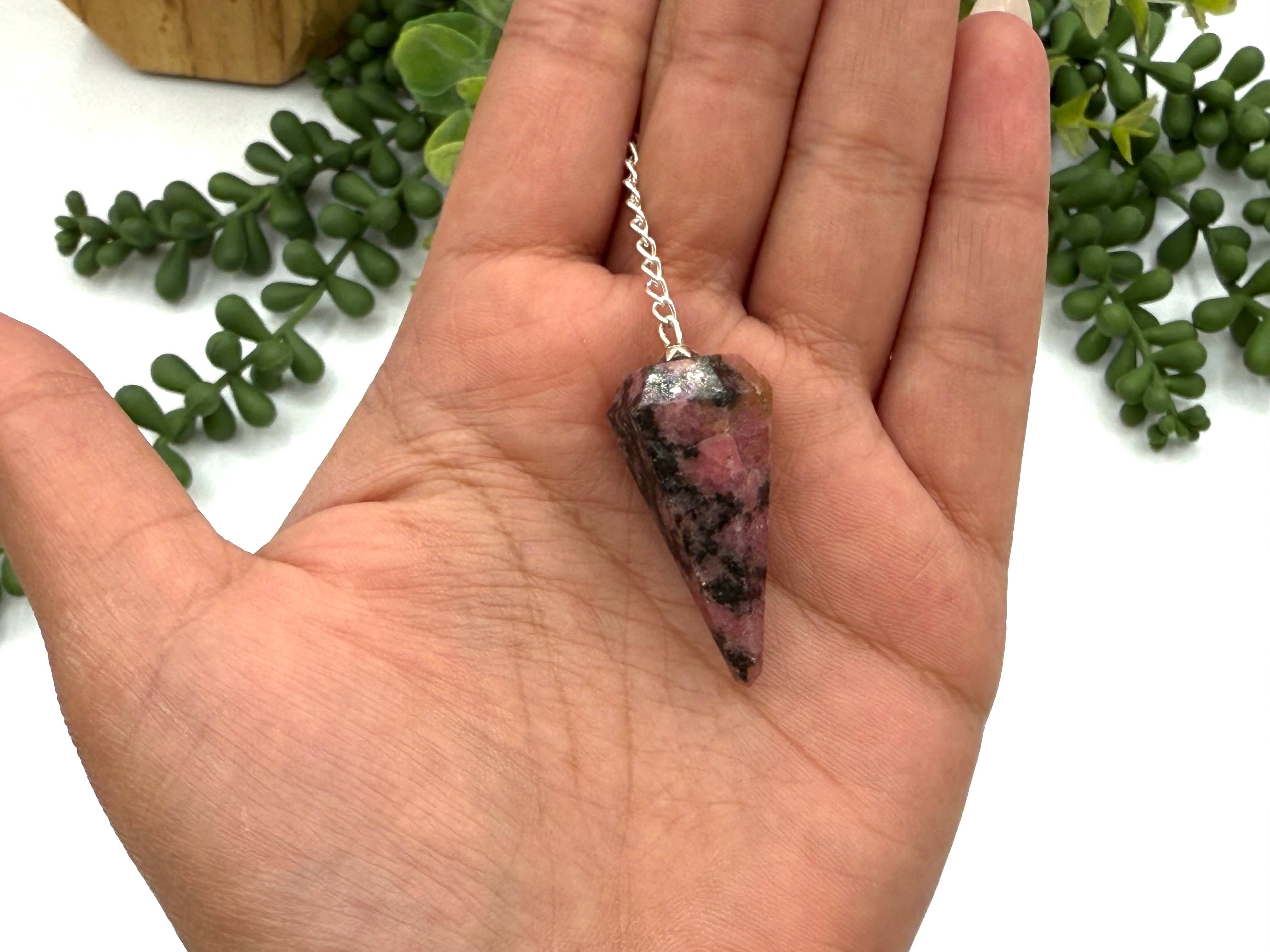Rhodonite Pendulum w/Silver Plated Chain