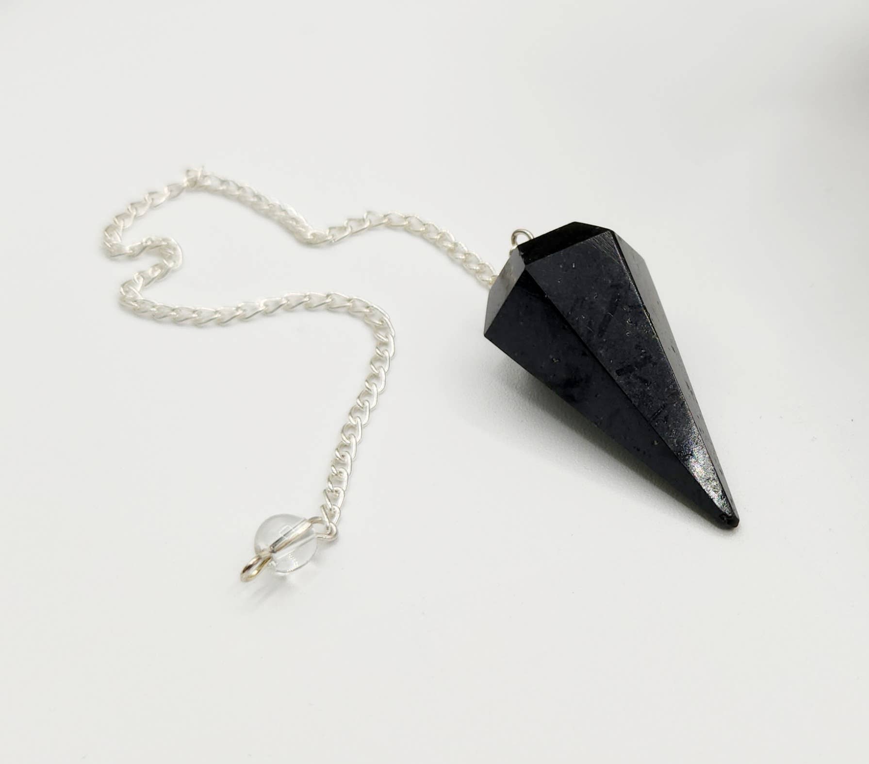 Black Tourmaline Pendulum Pendulum w/Silver Plated Chain