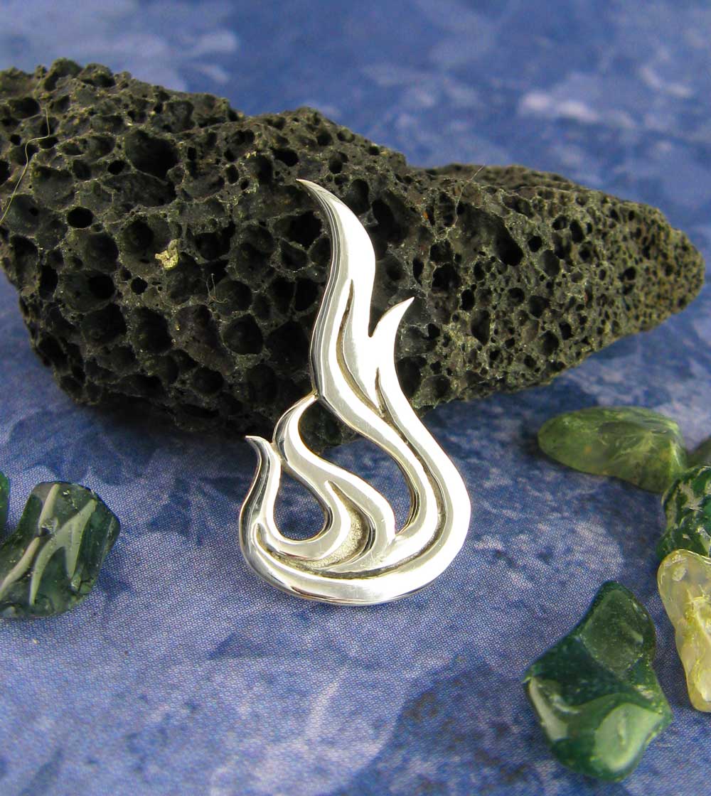 Flame Pendant, Handmade - 925 Sterling Silver