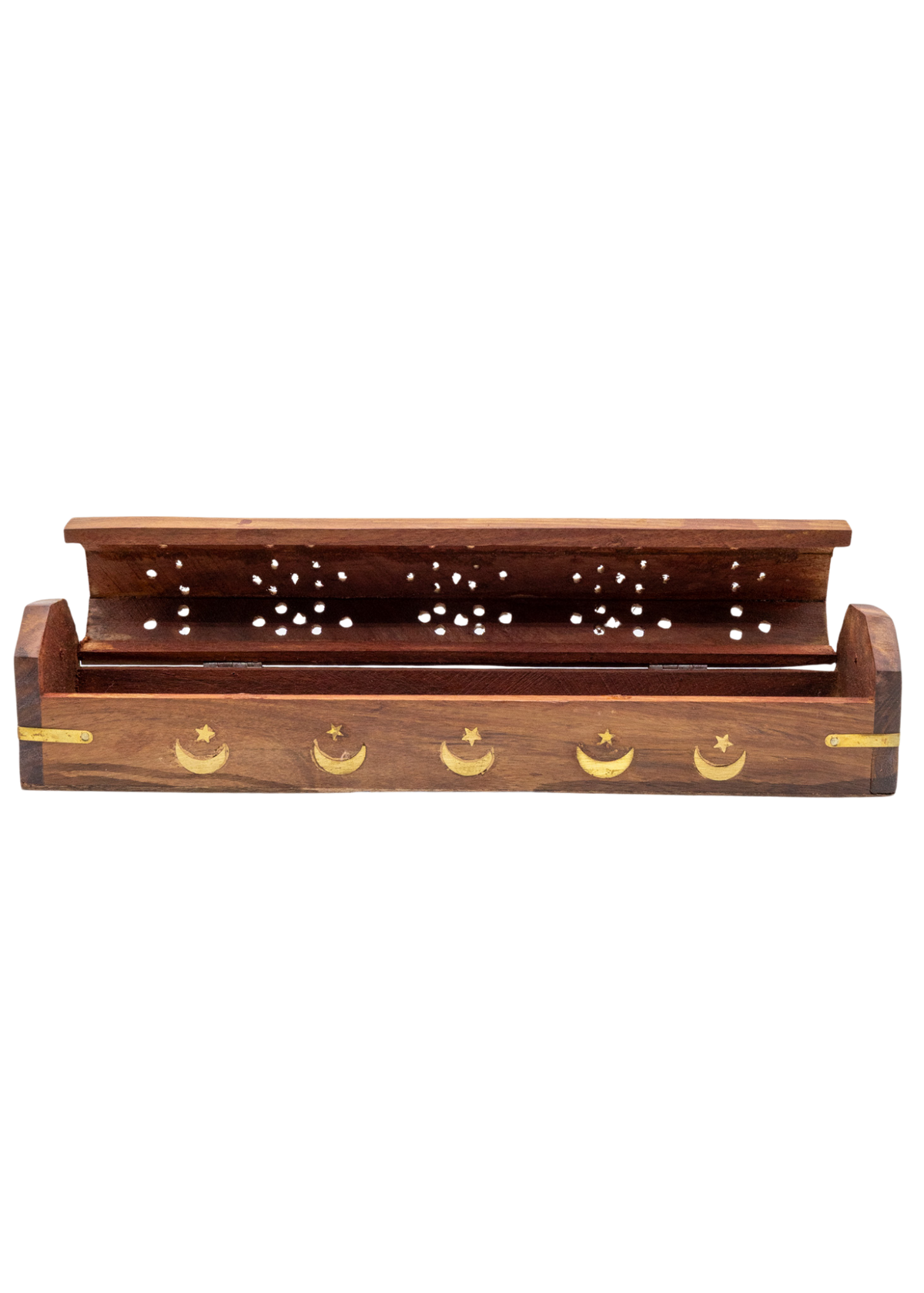 Brass Inlay Moon & stars Coffin Incense Burner