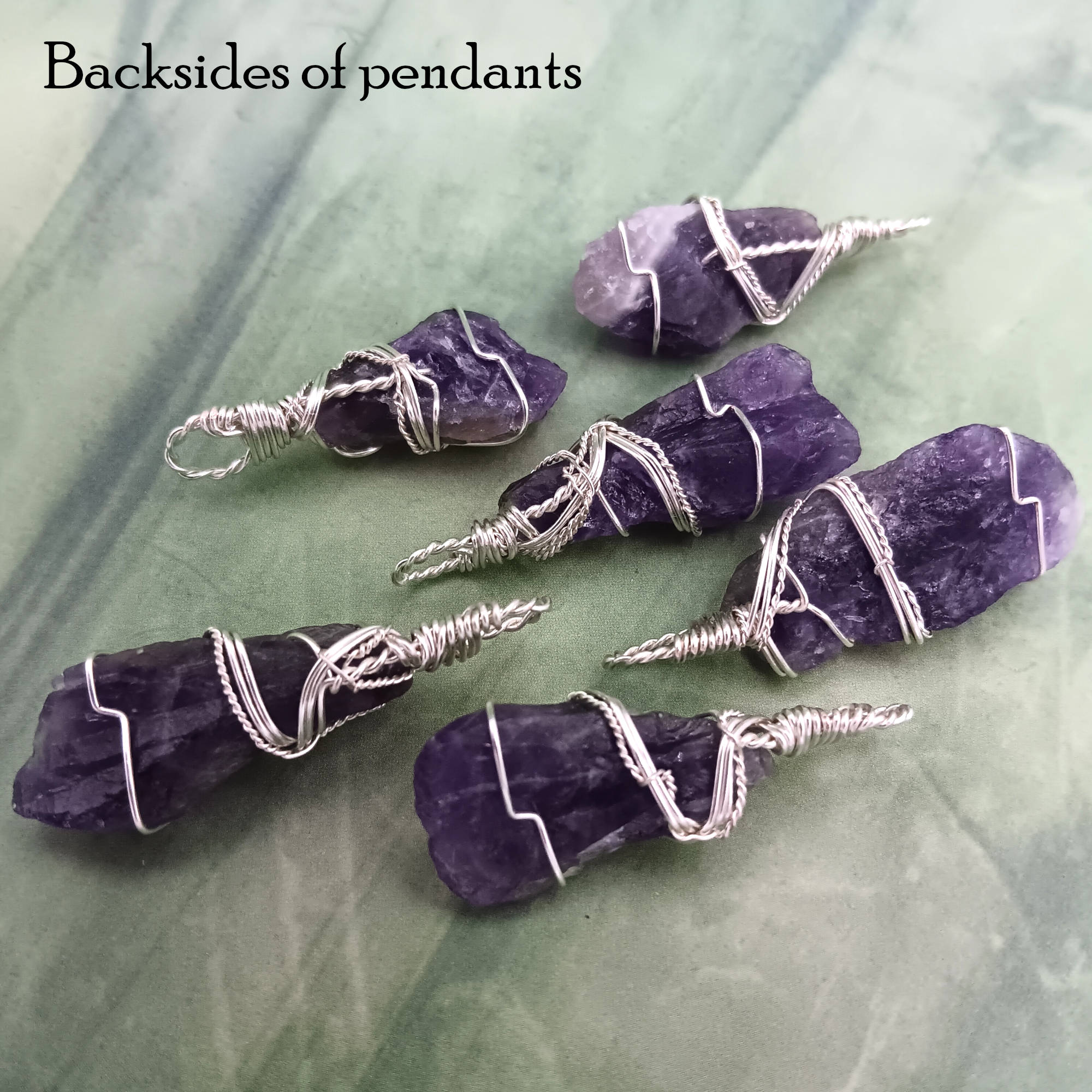 Raw Amethyst Crystal Point Pendant – Handmade Silver-Plated Wire Wrapped Necklace