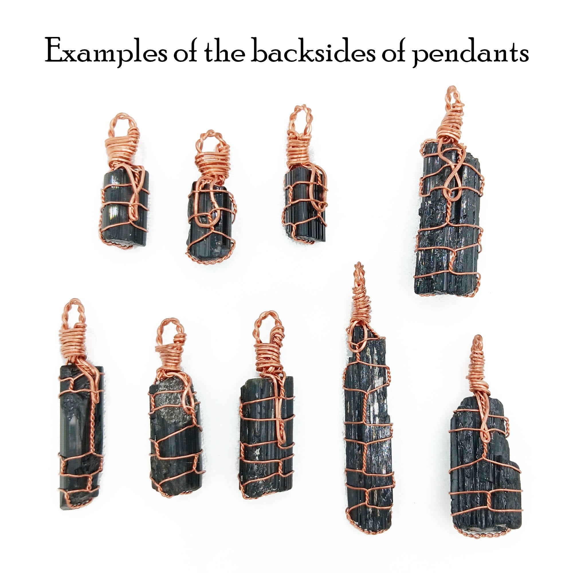 Raw Black Tourmaline Crystal Pendant Necklace, Copper Wire-Wrapped, Handmade