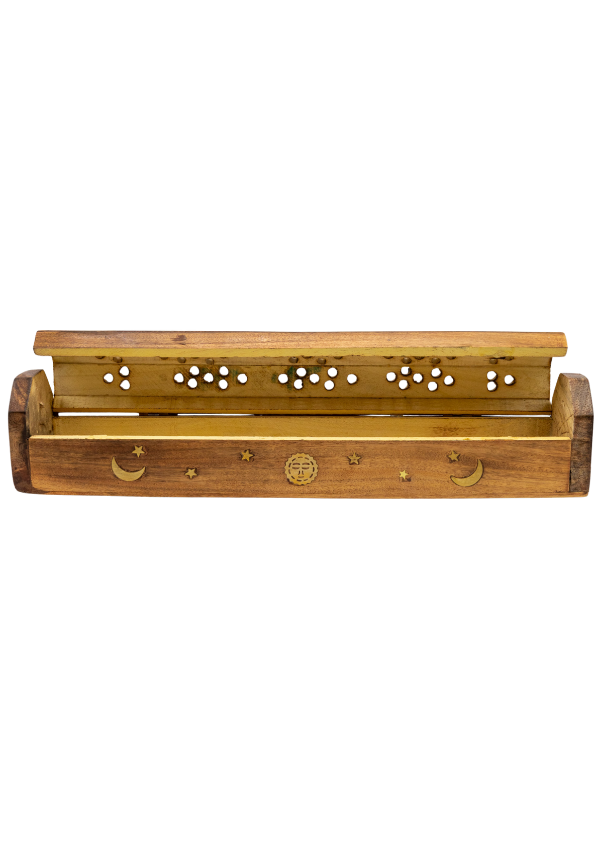 Brass Inlay Sun & Moon Coffin Incense Burner