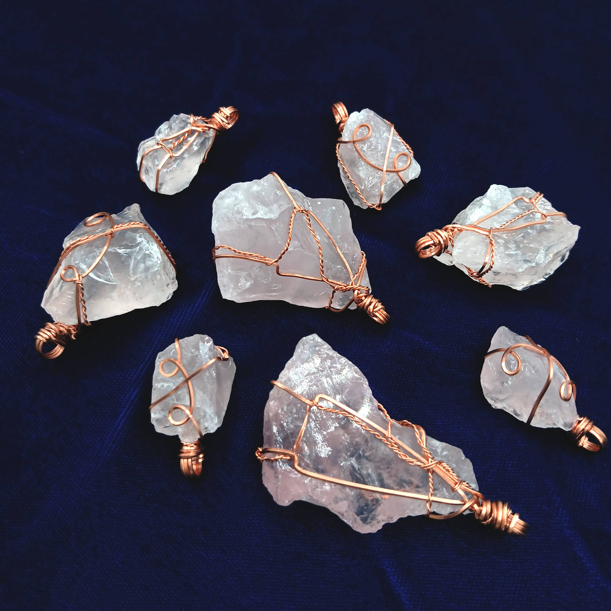 Chunky Raw Rose Quartz Copper Wire-Wrapped Pendant – Handmade Healing Crystal Necklace for Love & Heart Chakra