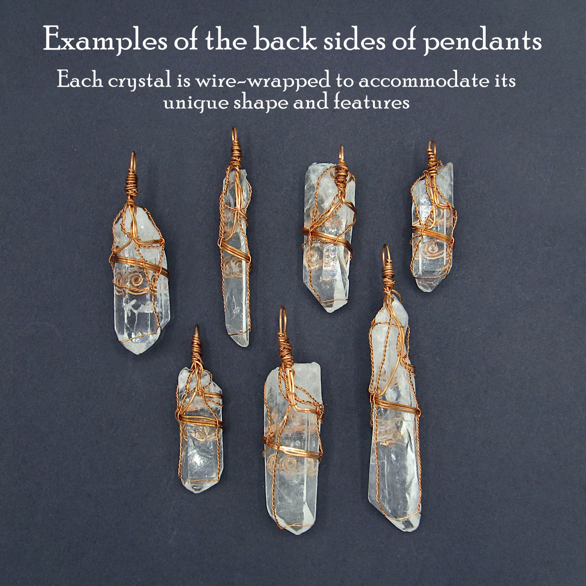 Raw Quartz Crystal Point Pendant – Copper Wire Wrapped Necklace, Handmade